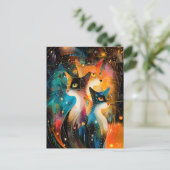 Abstract Cat Portrait Amidst Galactic Wonders Briefkaart (Staand voorkant)