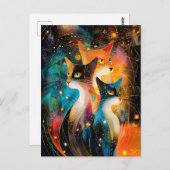 Abstract Cat Portrait Amidst Galactic Wonders Briefkaart (Voorkant / Achterkant)