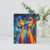 Abstract Cat Portrait Amidst Galactic Wonders Briefkaart (Staand voorkant)