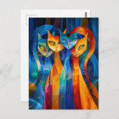 Abstract Cat Portrait Amidst Galactic Wonders Briefkaart (Voorkant / Achterkant)