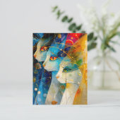 Abstract cat portrait set against a vibrant galaxy briefkaart (Staand voorkant)