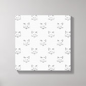Abstract Cat Portrait Sketch Black White Design Canvas Afdruk (Voorkant)