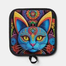 Abstract Cat With Yellow Eyes Pannenlap