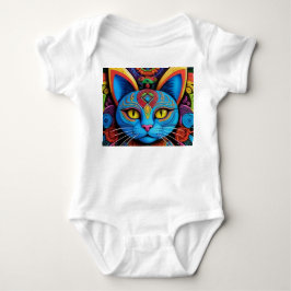 Abstract Cat With Yellow Eyes Romper