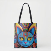 Abstract Cat With Yellow Eyes Tote Bag (Voorkant)