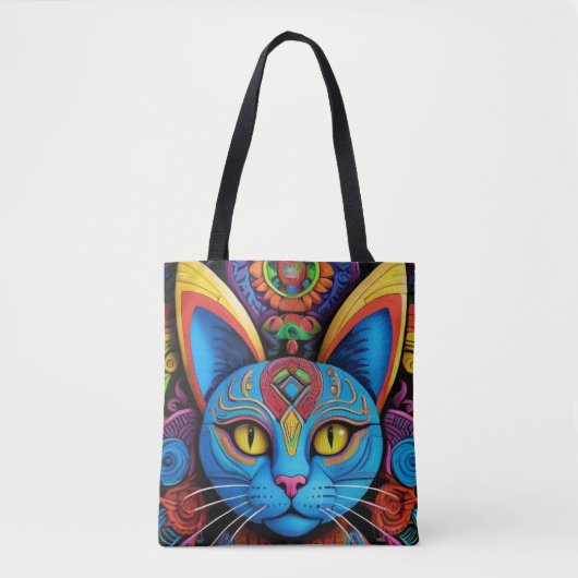 Abstract Cat With Yellow Eyes Tote Bag (Voorkant)