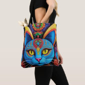 Abstract Cat With Yellow Eyes Tote Bag (Dichtbij)