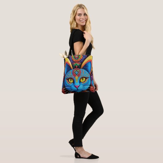 Abstract Cat With Yellow Eyes Tote Bag (Op model)