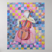 Abstract Cello-Vrouw Poster (Voorkant)