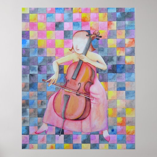 Abstract Cello-Vrouw Poster (Voorkant)