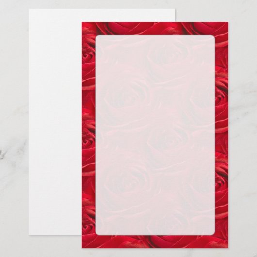 Abstract centrum van het rode rozenpatroon briefpapier (Voorkant / Achterkant)