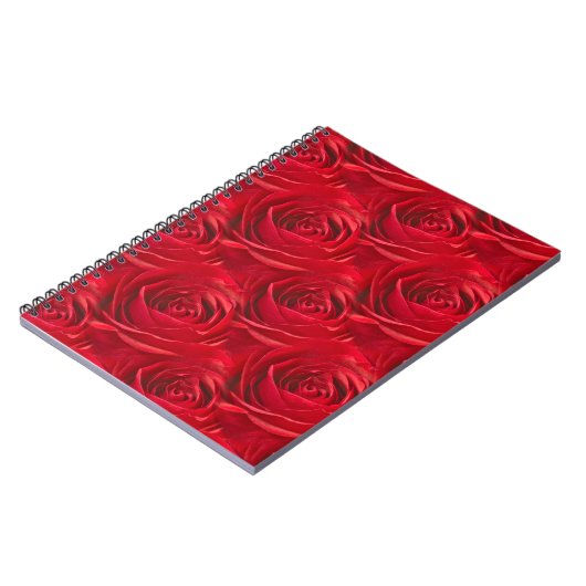 Abstract centrum van rode rozenbehangselpapier notitieboek (Linkerzijde)