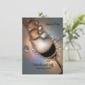 Abstract champagne platte Save The Date kaart (Staand voorkant)