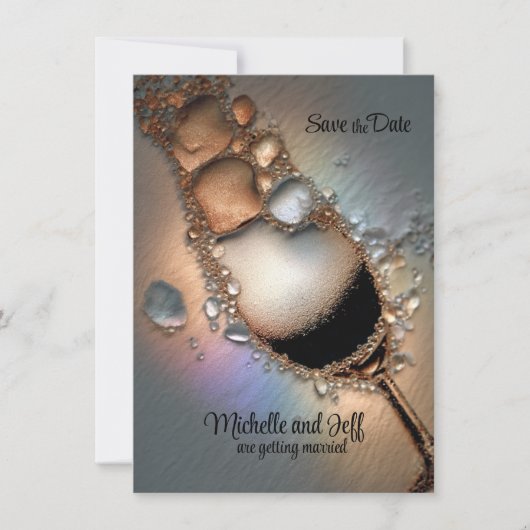 Abstract champagne platte Save The Date kaart (Voorkant)