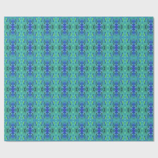 Abstract Chartreuse- en blauw-oliepatroon Cadeaupapier (Vlak)
