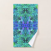 Abstract Chartreuse- en blauw-oliepatroon Handdoek (Handdoek)
