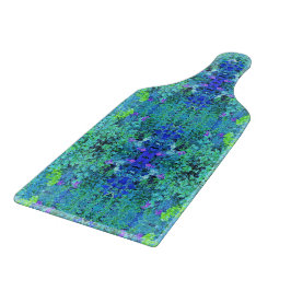 Abstract Chartreuse en Blauwe Bladpatroon Snijplank