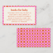 Abstract Check Pink Orange Baby Shower Books  Informatiekaartje (Voorkant / Achterkant)
