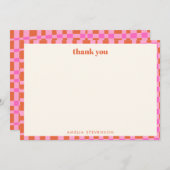 Abstract Checker Pink Orange Custom Baby Shower Bedankkaart (Voorkant / Achterkant)