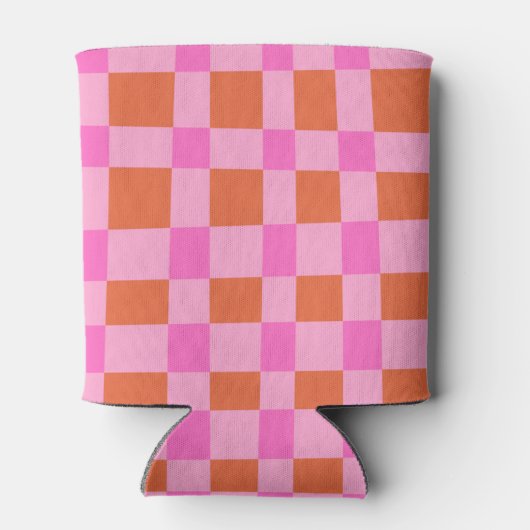 Abstract Checker Pink Orange Custom Baby Shower Blikjeskoeler (Achterkant)