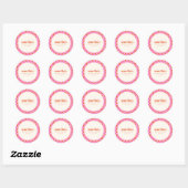 Abstract Checker Roze Oranje Aangepaste Bruidsdouc Ronde Sticker (Vel)