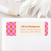 Abstract Checker Roze Oranje Douche Retouradres Etiket (Insitu)