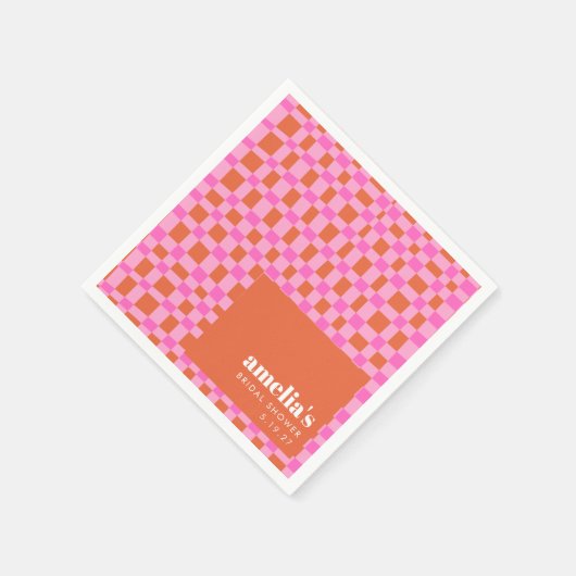 Abstract Checker Roze Sinaasappel Aangepast Vrijge Servet (Hoek)