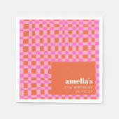 Abstract Checker Roze Sinaasappel Custom 21st Verj Servet (Voorkant)