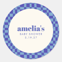 Abstract Checkerboard Blauw Aangepast Baby shower
