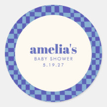 Abstract Checkerboard Blauw Aangepast Baby shower