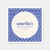 Abstract Checkerboard Blauw Aangepaste Bruidsfeest Servet (Voorkant)