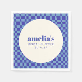 Abstract Checkerboard Blauw Aangepaste Bruidsfeest Servet