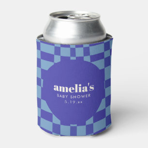 Abstract Checkerboard Blauwe Douchen voor Baby Blikjeskoeler