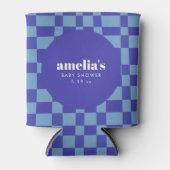 Abstract Checkerboard Blauwe Douchen voor Baby Blikjeskoeler (Voorkant)