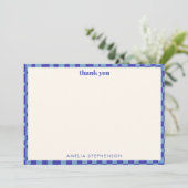 Abstract Checkerboard Blue Custom Baby Shower Bedankkaart (Staand voorkant)