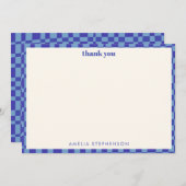 Abstract Checkerboard Blue Custom Baby Shower Bedankkaart (Voorkant / Achterkant)