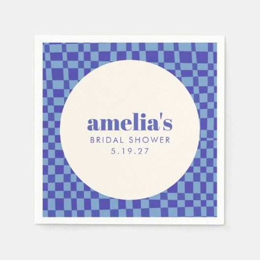 Abstract Checkerboard Blue Custom Vrijgezellenfees Servet (Voorkant)