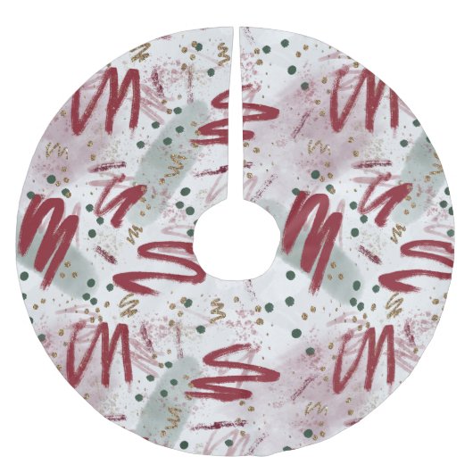 Abstract Cheer in Maroon, Gold & Evergreen Kerstboom Rok (Voorkant)