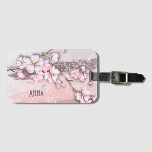 Abstract Cherry Blossom - Gepersonaliseerd Bagagel Bagagelabel (Voorkant (horizontaal))