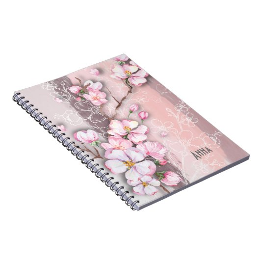 Abstract Cherry Blossom Sprial Notitieboek (Rechterzijde)