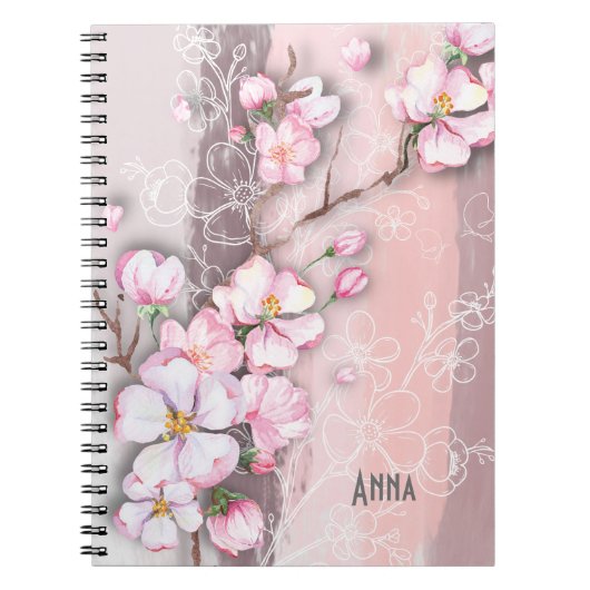 Abstract Cherry Blossom Sprial Notitieboek (Voorkant)