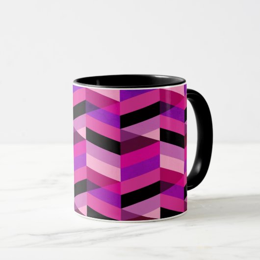 Abstract Chevron/Herringbone | Paars en Violet Mok (Voorkant rechts)