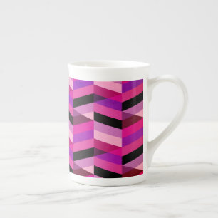 Abstract Chevron/Herringbone Paars en Violet Porselein Kop