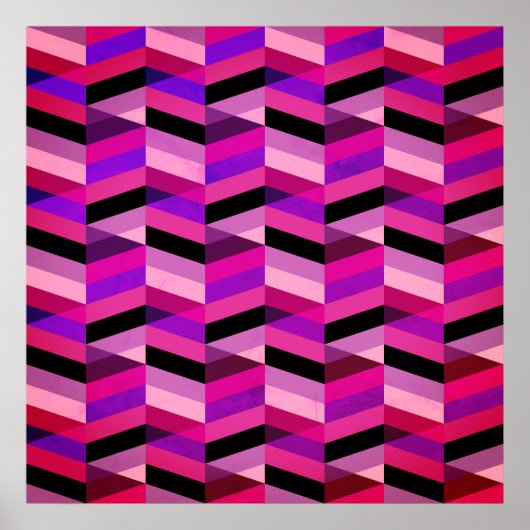 Abstract Chevron/Herringbone | Paars en Violet Poster (Voorkant)