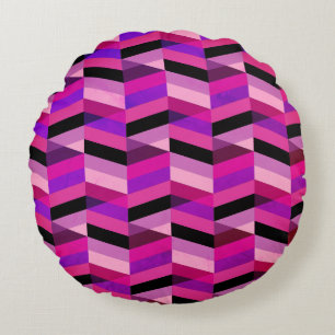Abstract Chevron/Herringbone Paars en Violet Rond Kussen