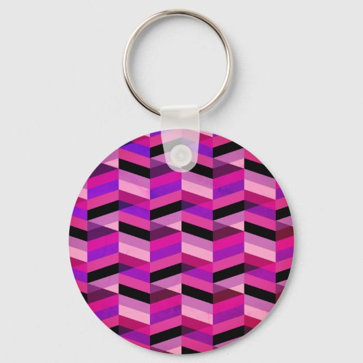 Abstract Chevron/Herringbone | Paars en Violet Sleutelhanger (Voorkant)