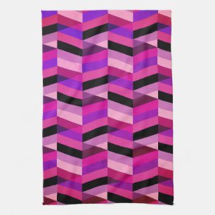 Abstract Chevron/Herringbone Paars en Violet Theedoek
