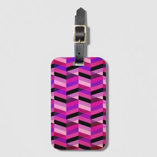 Abstract Chevron/Herringbone | Paars & Violet Bagagelabel (Voorkant (verticaal))
