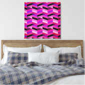 Abstract Chevron/Herringbone | Paars & Violet Canvas Afdruk (Insitu (Slaapkamer))