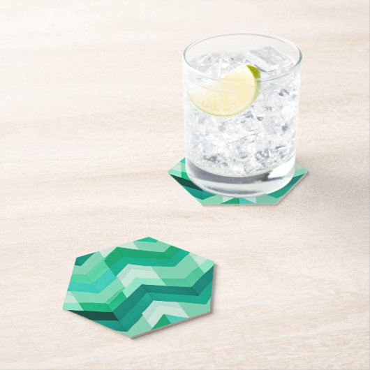 Abstract Chevron patroon in Groenen Kartonnen Onderzetters (Insitu)